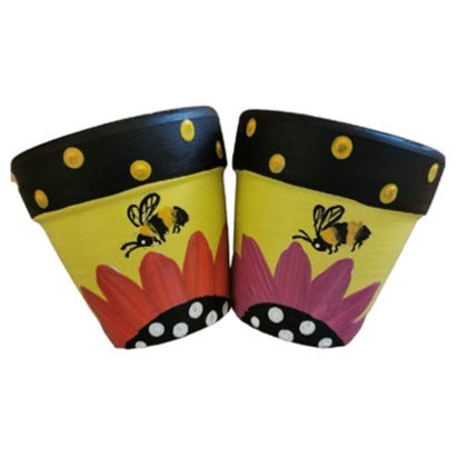 Hand Painted Terracotta Pots - Pollinator Series - Life's a Buzz