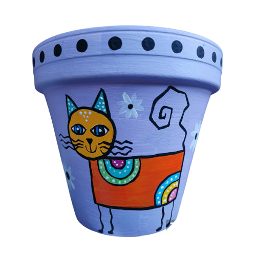 Perfect gift cat lovers painted on terracotta pots