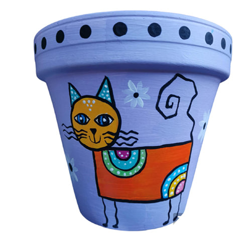 Hand Painted Terracotta Pots - Kitty Series - Stickler