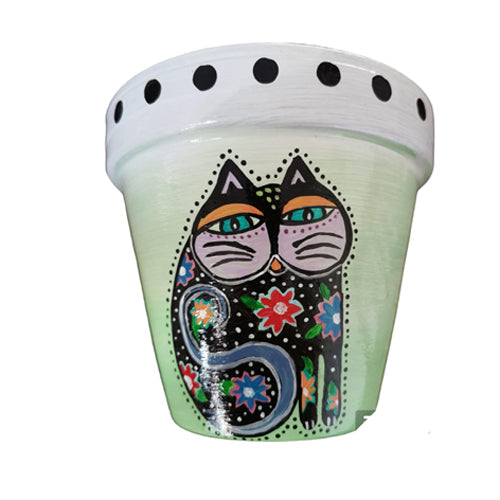 Hand Painted Terracotta Pots - Kitty Series -