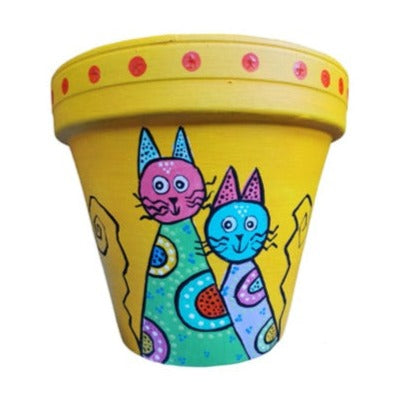 Hand Painted Terracotta Pots - Kitty Series - Sabrina and Sam