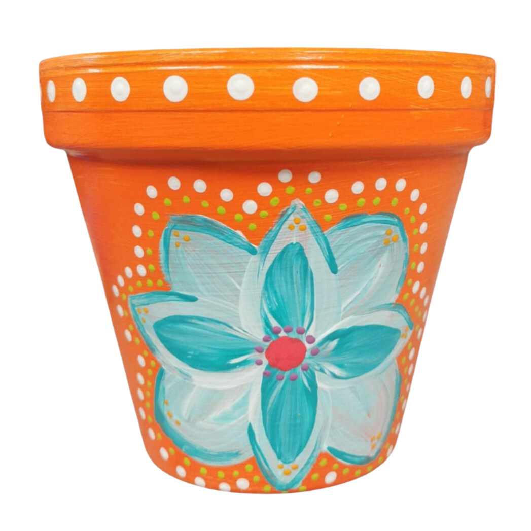  Perfect gift of flowers painted on terracotta pots