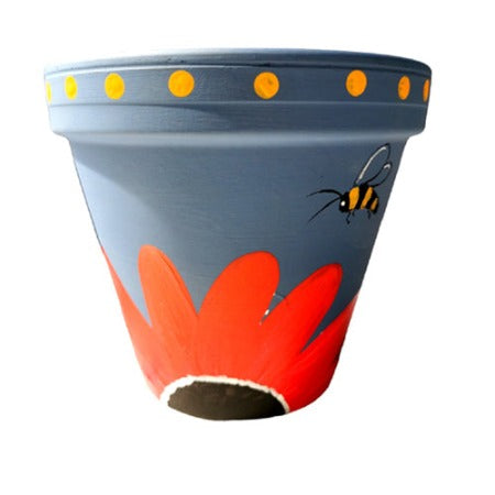 Hand Painted Terracotta Pots - Pollinator Series - Floral Buzz