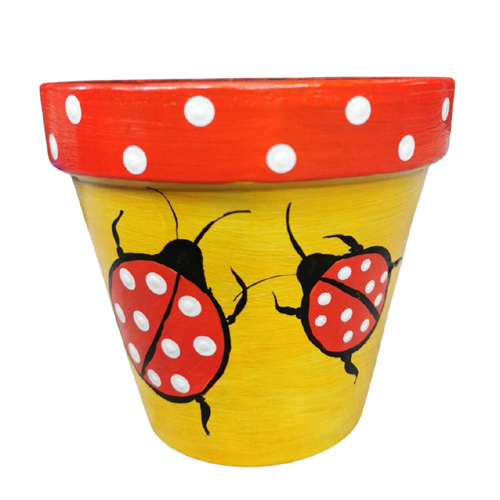 Hand Painted Terracotta Pots - Pollinator Series - Lady Bugs