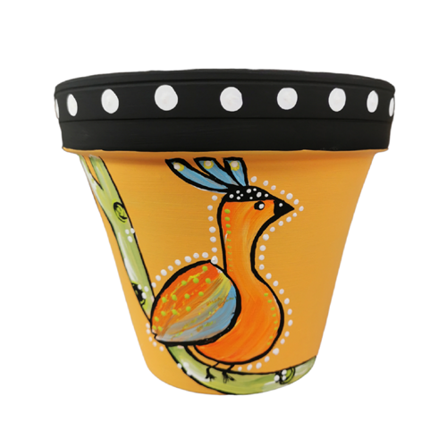  Perfect gift of birds painted on terracotta pots