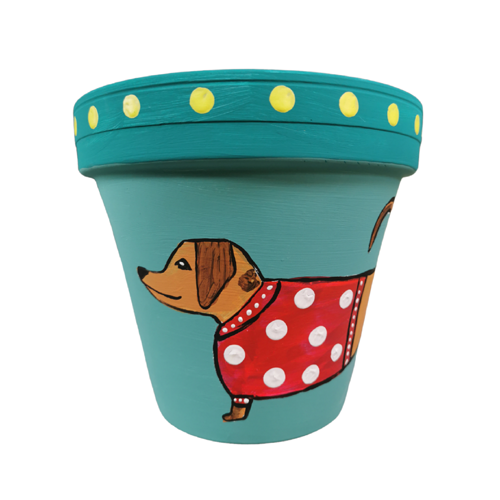 Animal lovers Dachshund painted on terracotta pots