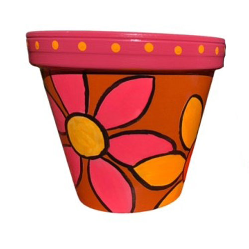 Hand Painted Terracotta Pots - Floral Series - Shangri-La1