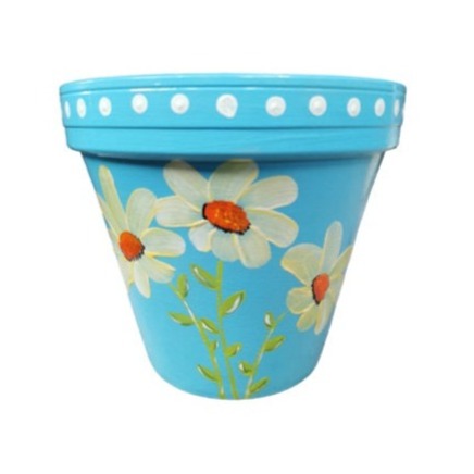  Perfect gift of flowers painted on terracotta pots