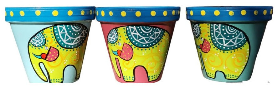 set of three terracotta pots original designs, home decor, garden pots, decorative pots